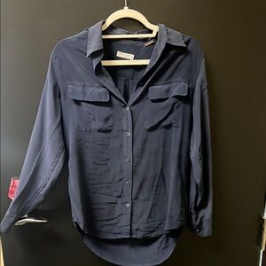 equipment silk navy blouse with pockets